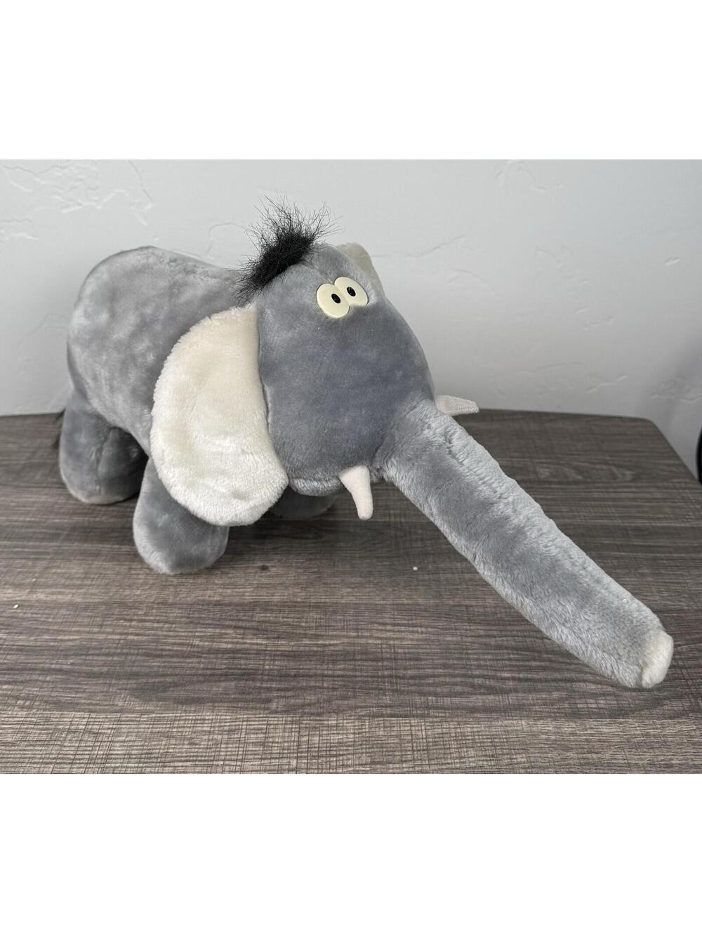1987 Squeezems Gray Elephant Plush Fundamental Too Vintage Working With Sound